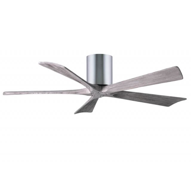 Matthews Fan Company IR5H-CR-BW-52 Irene 52 Inch Paddle Flush Mounted Ceiling Fan In Polished Chrome With 5 Barnwood Tone Blade