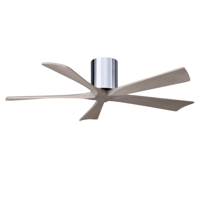 Matthews Fan Company Irene 52 inch 5 Blade Paddle Flush Mounted Ceiling Fan in Polished Chrome with Gray Ash Blades IR5H-CR-GA-52