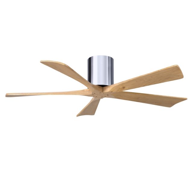 Matthews Fan Company IR5H-CR-LM-52 Irene 52 inch 5 Blade Paddle Flush Mounted Ceiling Fan in Polished Chrome with Light Maple Blades