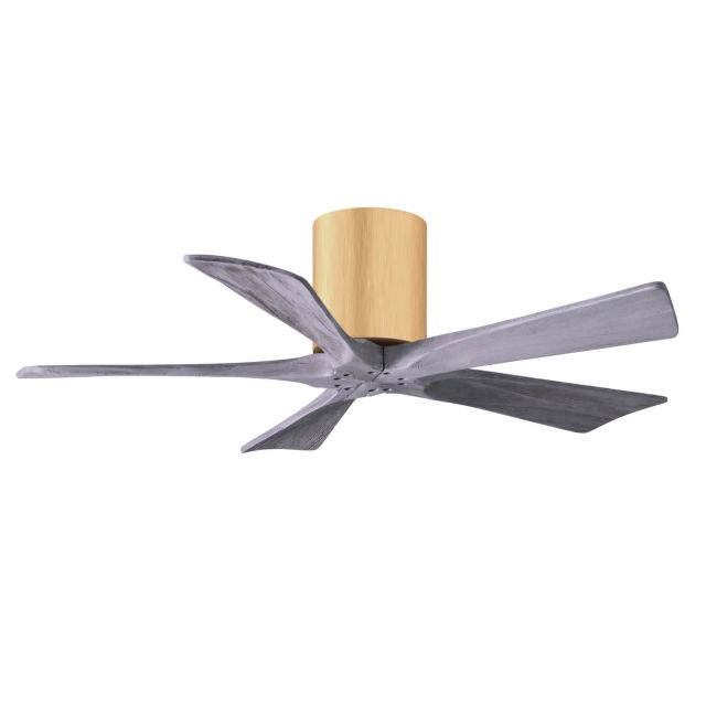 Matthews Fan Company Irene 42 inch 5 Blade Paddle Flush Mounted Ceiling Fan in Light Maple with Barn Wood Blades IR5H-LM-BW-42
