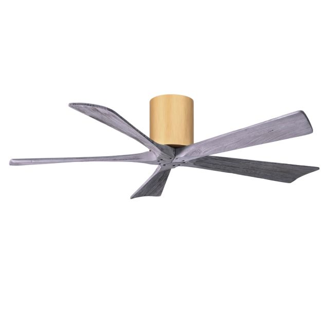 Matthews Fan Company Irene 52 inch 5 Blade Paddle Flush Mounted Ceiling Fan in Light Maple with Barn Wood Blades IR5H-LM-BW-52
