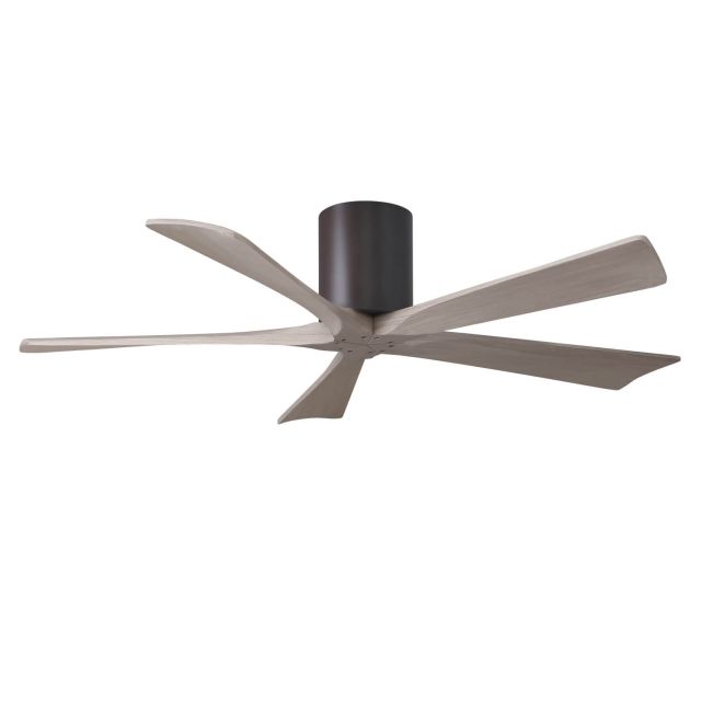 Matthews Fan Company Irene 52 inch 5 Blade Paddle Flush Mounted Ceiling Fan in Textured Bronze with Gray Ash Blades IR5H-TB-GA-52