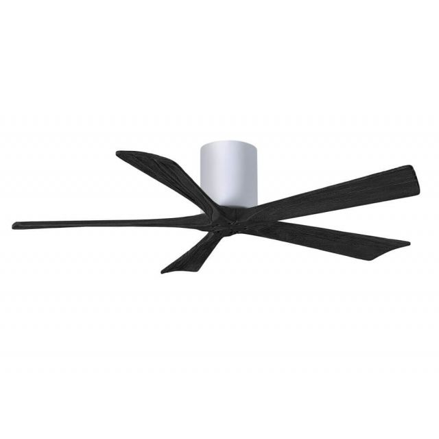 Matthews Fan Company Irene 52 inch 5 Blade Paddle Flush Mounted Ceiling Fan in White with Matte Black Blade IR5H-WH-BK-52