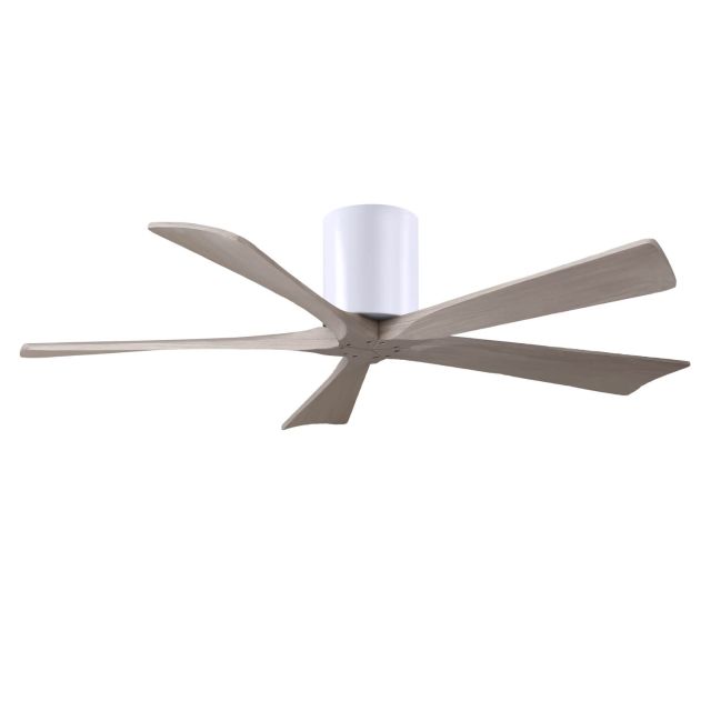 Matthews Fan Company Irene 52 inch 5 Blade Paddle Flush Mounted Ceiling Fan in Matte White with Gray Ash Blades IR5H-WH-GA-52