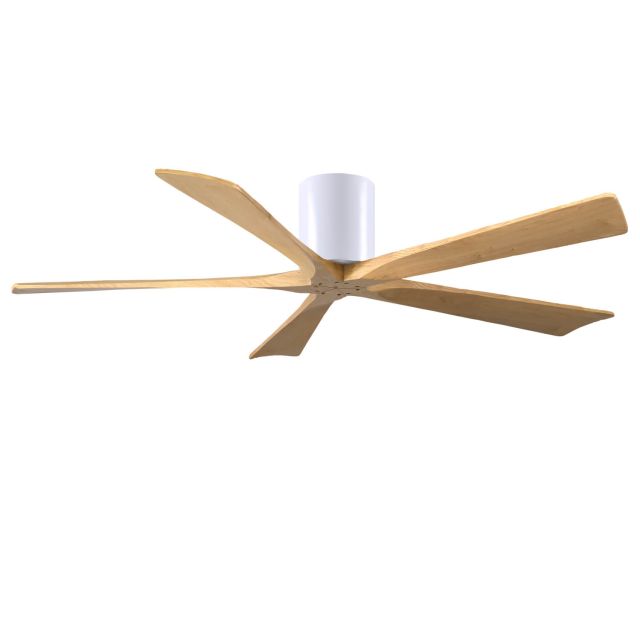 Matthews Fan Company Irene 60 inch 5 Blade Paddle Flush Mounted Ceiling Fan in Matte White with Light Maple Blades IR5H-WH-LM-60