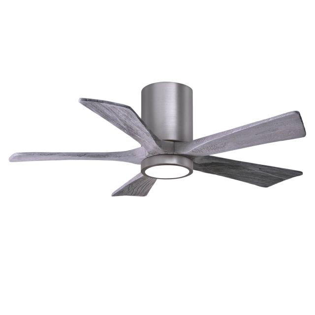 Matthews Fan Company Irene 42 inch 5 Blade LED Paddle Flush Mounted Ceiling Fan in Brushed Pewter with Barn Wood Blades IR5HLK-BP-BW-42