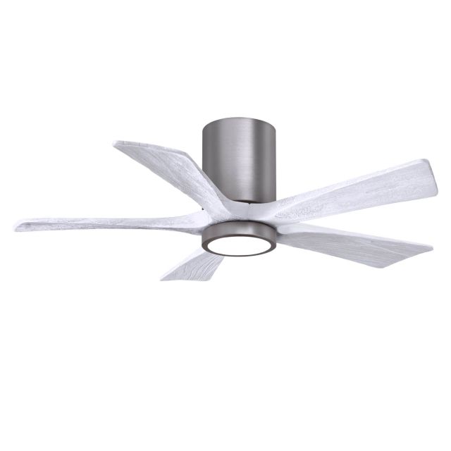 Matthews Fan Company IR5HLK-BP-MWH-42 Irene 42 inch 5 Blade LED Paddle Flush Mounted Ceiling Fan in Brushed Pewter with Matte White Blades