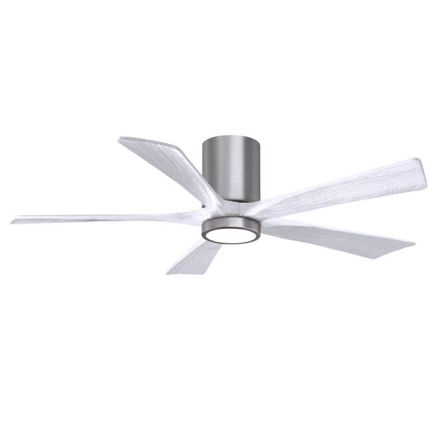 Matthews Fan Company IR5HLK-BP-MWH-52 Irene 52 inch 5 Blade LED Paddle Flush Mounted Ceiling Fan in Brushed Pewter with Matte White Blades