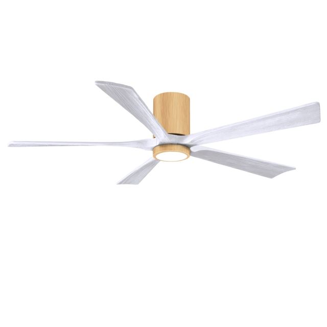 Matthews Fan Company Irene 60 inch 5 Blade LED Paddle Flush Mounted Ceiling Fan in Light Maple with Matte White Blades IR5HLK-LM-MWH-60