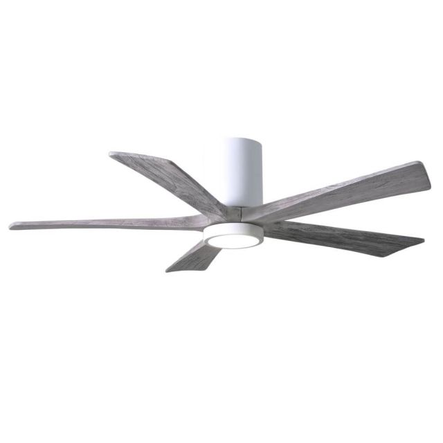 Matthews Fan Company Irene 52 inch 5 Blade LED Paddle Flush Mounted Ceiling Fan in Gloss White with Barnwood Blade IR5HLK-WH-BW-52