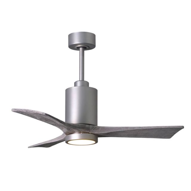Matthews Fan Company Patricia LED Light 42 Inch Paddle Outdoor Ceiling Fan In Brushed Nickel 3 Barnwood Tone Blade - PA3-BN-BW-42