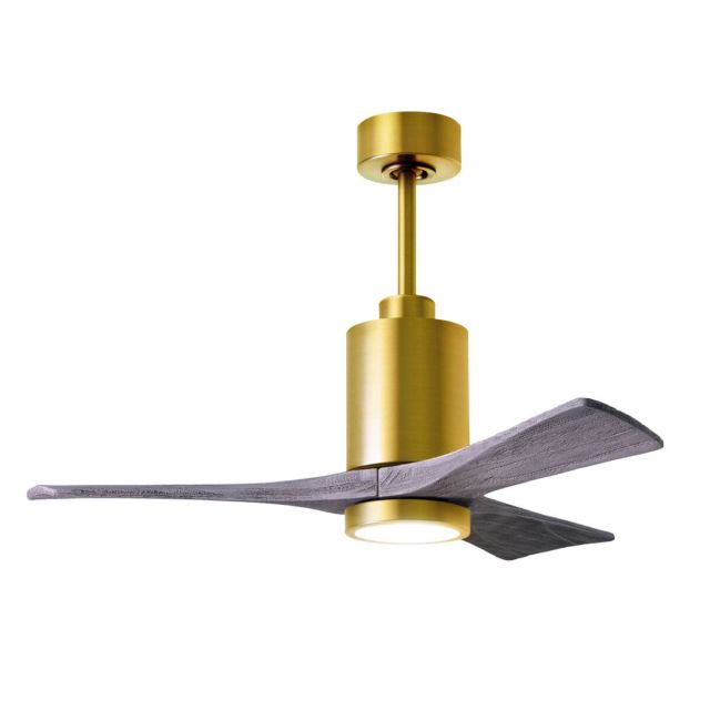 Matthews Fan Company Patricia 42 inch 3 Blade LED Ceiling Fan in Brushed Brass with Barnwood Tone Blade PA3-BRBR-BW-42