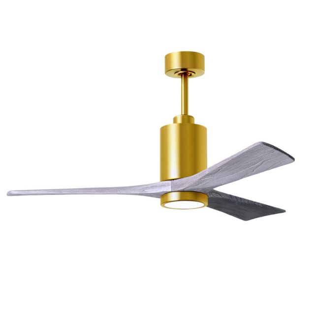 Matthews Fan Company Patricia 52 inch 3 Blade LED Ceiling Fan in Brushed Brass with Barnwood Tone Blade PA3-BRBR-BW-52