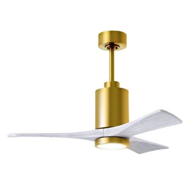 Matthews Fan Company PA3-BRBR-MWH-42 Patricia 42 inch 3 Blade LED Ceiling Fan in Brushed Brass with Matte White Blade