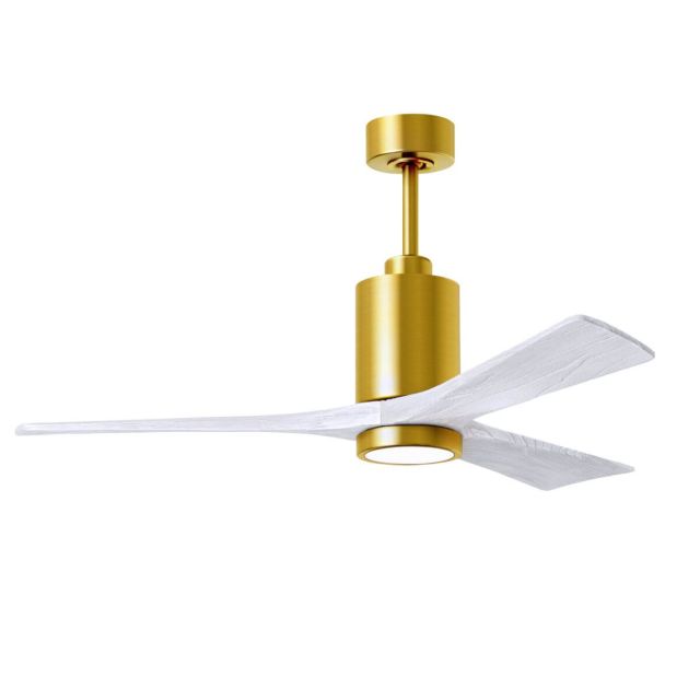 Matthews Fan Company PA3-BRBR-MWH-52 Patricia 52 inch 3 Blade LED Ceiling Fan in Brushed Brass with Matte White Blade