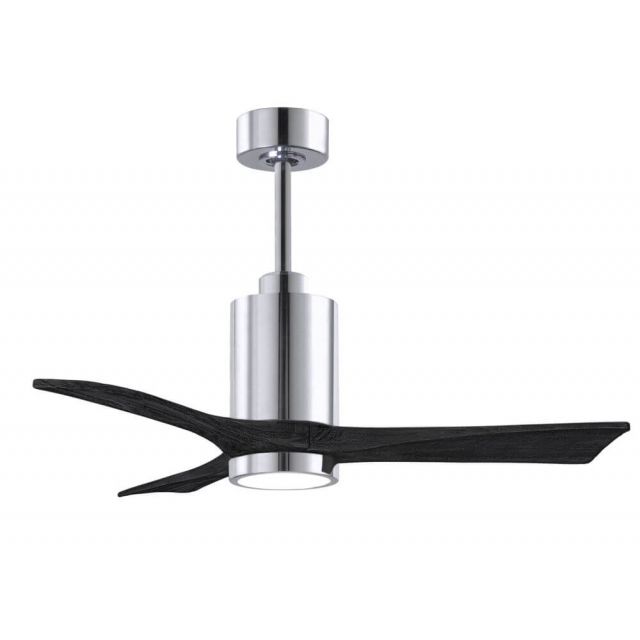 Matthews Fan Company Patricia 42 inch 3 Blade LED Paddle Ceiling Fan in Polished Chrome with Matte Black Blade PA3-CR-BK-42