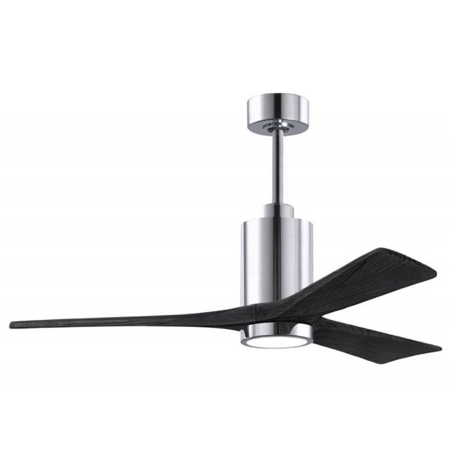 Matthews Fan Company Patricia 52 inch 3 Blade LED Paddle Ceiling Fan in Polished Chrome with Matte Black Blade PA3-CR-BK-52