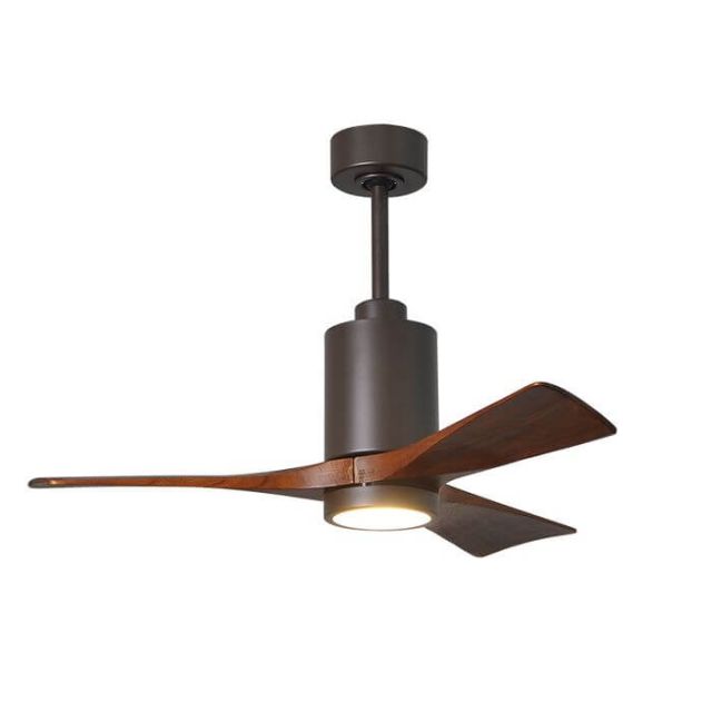 Matthews Fan Company PA3-TB-WA-42 Patricia LED Light 42 Inch Paddle Outdoor Ceiling Fan In Textured Bronze With 3 Walnut Tone Blade