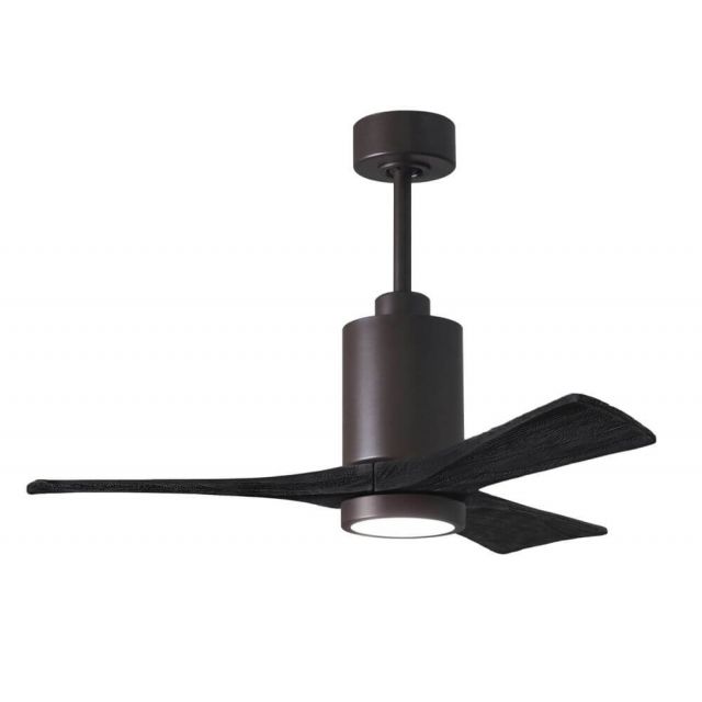 Matthews Fan Company Patricia 42 inch 3 Blade LED Paddle Ceiling Fan in Textured Bronze with Matte Black Blade PA3-TB-BK-42