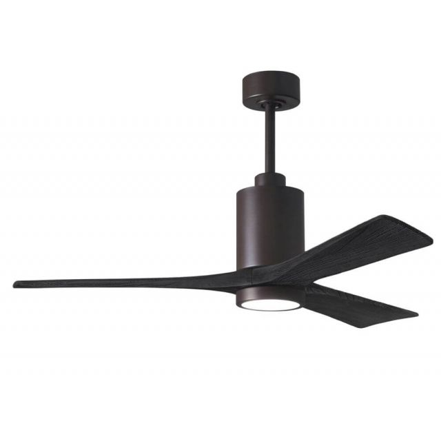 Matthews Fan Company Patricia 52 inch 3 Blade LED Paddle Ceiling Fan in Textured Bronze with Matte Black Blade PA3-TB-BK-52