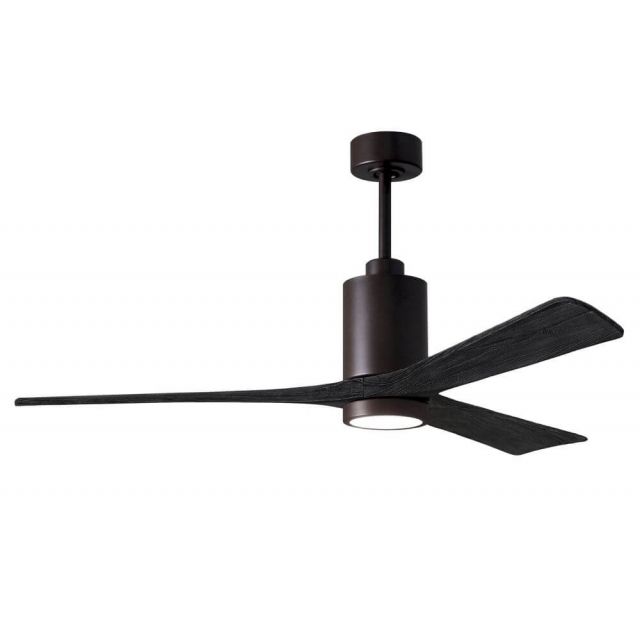 Matthews Fan Company Patricia 60 inch 3 Blade LED Paddle Ceiling Fan in Textured Bronze with Matte Black Blade PA3-TB-BK-60
