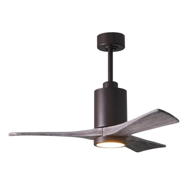 Matthews Fan Company Patricia LED Light 42 Inch Paddle Outdoor Ceiling Fan In Textured Bronze 3 Barnwood Tone Blade - PA3-TB-BW-42
