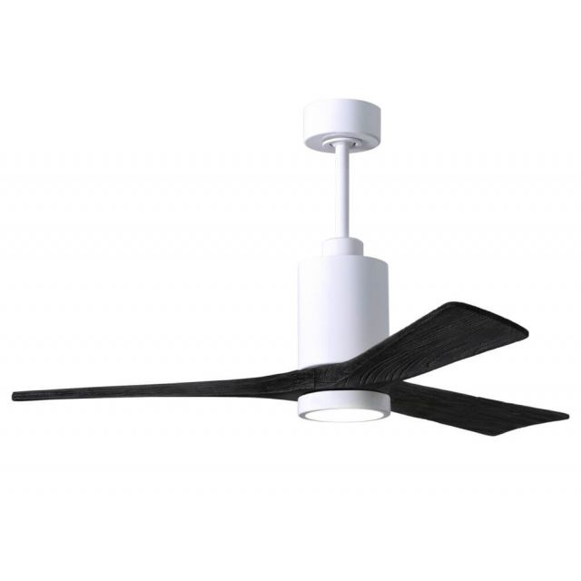 Matthews Fan Company Patricia 52 inch 3 Blade LED Paddle Ceiling Fan in White with Matte Black Blade PA3-WH-BK-52