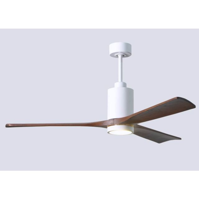 Matthews Fan Company Patricia 60 inch 3 Blade LED Outdoor Ceiling Fan in Gloss White with Walnut Blade PA3-WH-WA-60