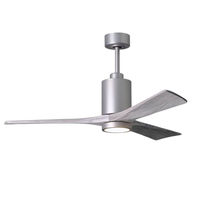 Matthews Fan Company Patricia LED Light 52 Inch Paddle Outdoor Ceiling Fan In Brushed Nickel 3 Barnwood Tone Blade - PA3-BN-BW-52