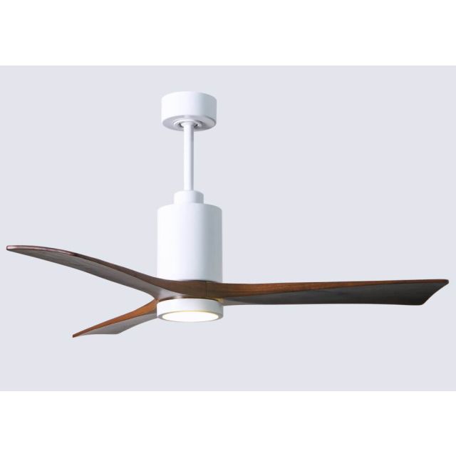 Matthews Fan Company PA3-WH-WA-52 Patricia 52 inch 3 Blade LED Outdoor Ceiling Fan in Gloss White with Walnut Blade