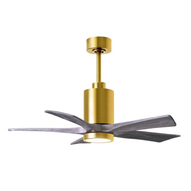 Matthews Fan Company Patricia 42 inch 5 Blade LED Ceiling Fan in Brushed Brass with Barnwood Tone Blade PA5-BRBR-BW-42