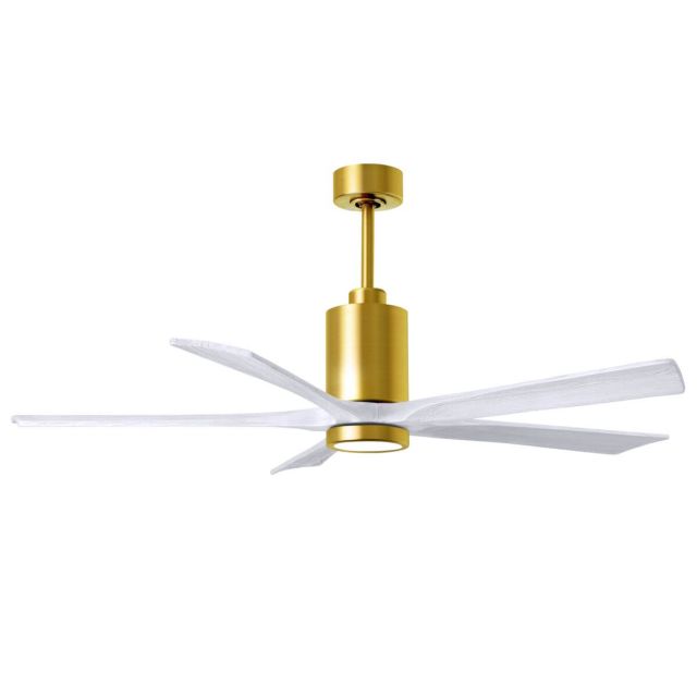 Matthews Fan Company Patricia 60 inch 5 Blade LED Ceiling Fan in Brushed Brass with Matte White Blade PA5-BRBR-MWH-60