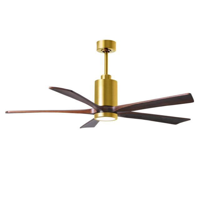 Matthews Fan Company Patricia 60 inch 5 Blade LED Ceiling Fan in Brushed Brass with Walnut Tone Blade PA5-BRBR-WA-60