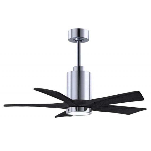 Matthews Fan Company PA5-CR-BK-42 Patricia 42 inch 5 Blade LED Paddle Ceiling Fan in Polished Chrome with Matte Black Blade