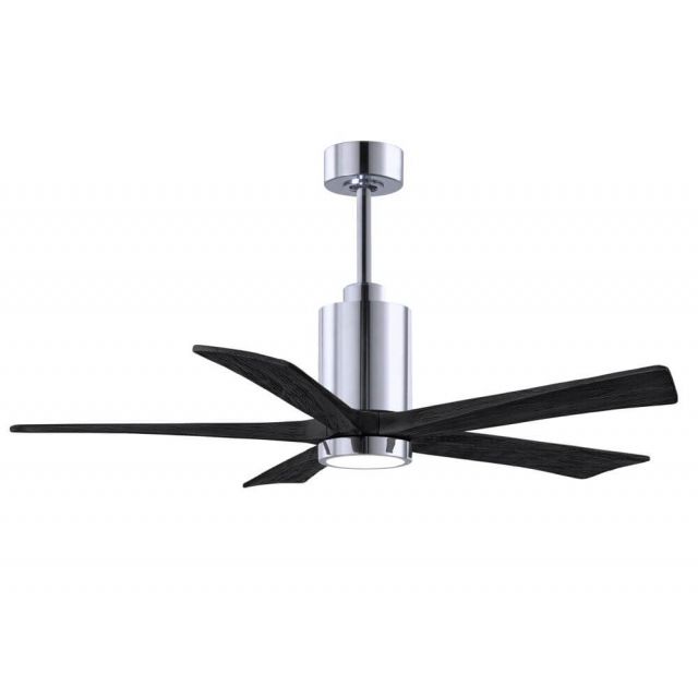 Matthews Fan Company PA5-CR-BK-52 Patricia 52 inch 5 Blade LED Paddle Ceiling Fan in Polished Chrome with Matte Black Blade