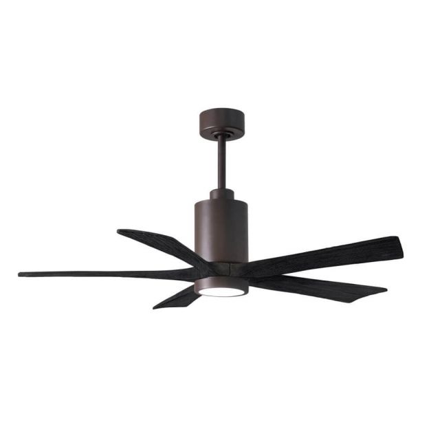 Matthews Fan Company Patricia 52 inch 5 Blade LED Paddle Ceiling Fan in Textured Bronze with Matte Black Blade PA5-TB-BK-52