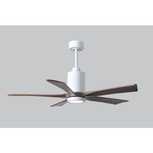 Matthews Fan Company Patricia 52 inch 5 Blade LED Outdoor Ceiling Fan in Gloss White with Walnut Blade PA5-WH-WA-52