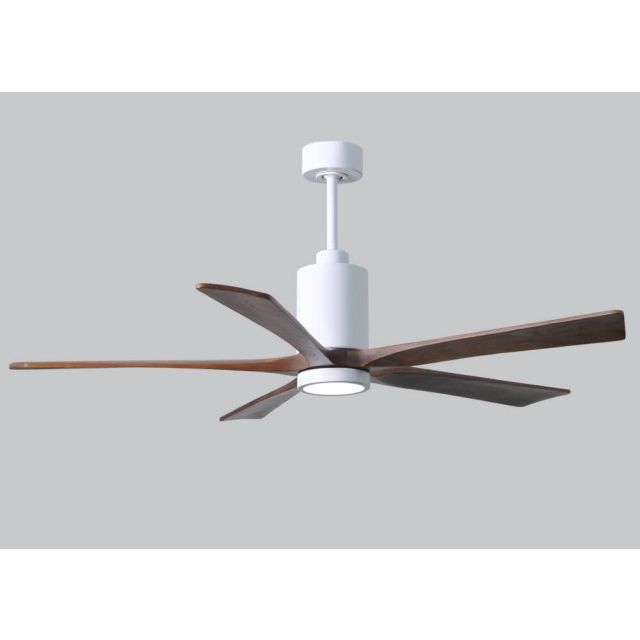 Matthews Fan Company Patricia 60 inch 5 Blade LED Outdoor Ceiling Fan in Gloss White with Walnut Blade PA5-WH-WA-60