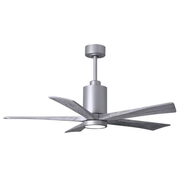 Matthews Fan Company Patricia LED Light 52 Inch Paddle Outdoor Ceiling Fan In Brushed Nickel 5 Barnwood Tone Blade - PA5-BN-BW-52