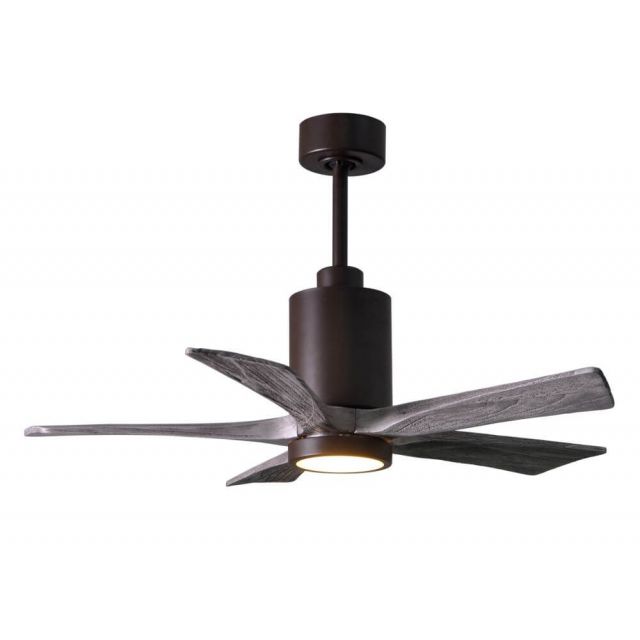 Matthews Fan Company Patricia LED Light 42 Inch Paddle Outdoor Ceiling Fan In Textured Bronze 5 Barnwood Tone Blade - PA5-TB-BW-42