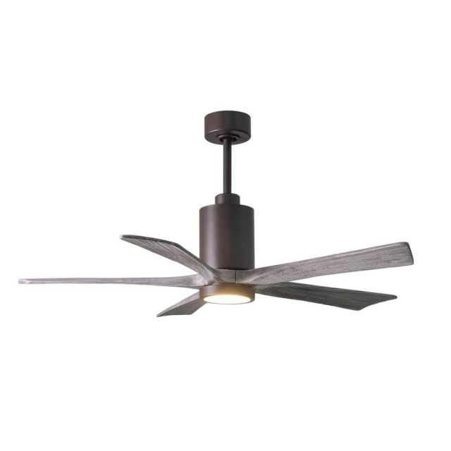 Matthews Fan Company Patricia LED Light 52 Inch Paddle Outdoor Ceiling Fan In Textured Bronze 5 Barnwood Tone Blade - PA5-TB-BW-52