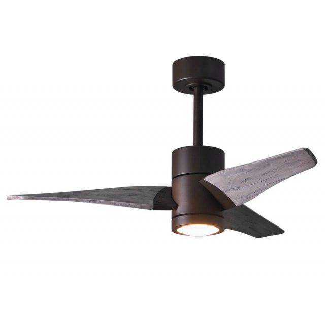 Matthews Fan Company Super Janet LED Light 42 Inch Paddle Outdoor Ceiling Fan In Textured Bronze With 3 Barn Wood Tone Blade SJ-TB-BW-42