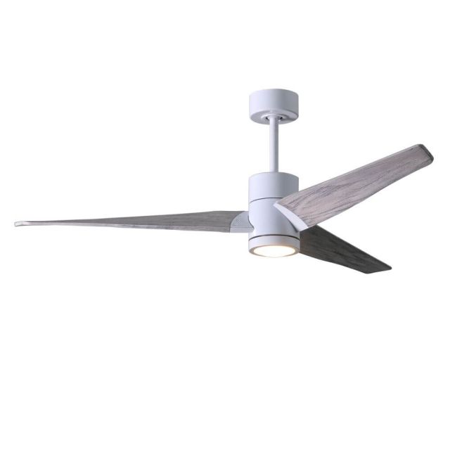 Matthews Fan Company SJ-WH-BW-60 Super Janet LED Light 60 Inch Paddle Outdoor Ceiling Fan In Gloss White With 3 Barn Wood Tone Blade