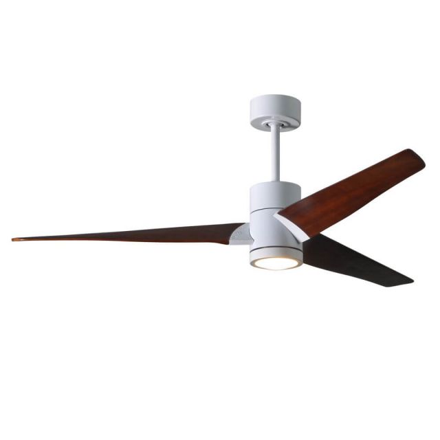 Matthews Fan Company SJ-WH-WN-60 Super Janet LED Light 60 Inch Paddle Outdoor Ceiling Fan In Gloss White With 3 Walnut Tone Blade