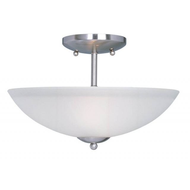 Maxim Lighting Logan 2 Light 13 Inch Semi-Flush Mount In Satin Nickel with Frosted Glass 10042FTSN