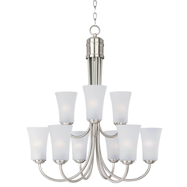 Maxim Lighting Logan 9 Light 29 inch Multi-Tier Chandelier in Satin Nickel with Frosted Glass 10046FTSN