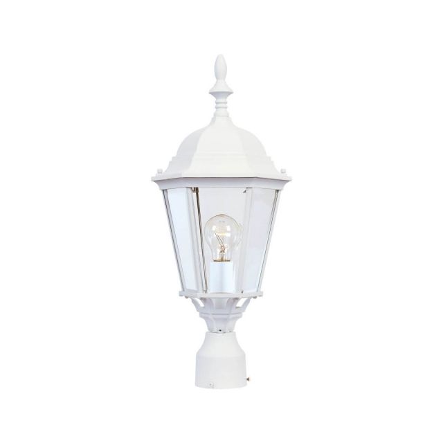 Maxim Lighting Westlake 1 Light 21 Inch Tall Outdoor Pole-Post Lantern In White With Clear Glass Shade 1005WT