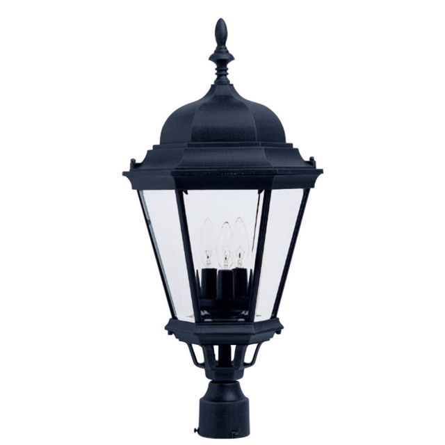 Maxim Lighting Westlake 3 Light 28 Inch Tall Outdoor Pole-Post Lantern In Black With Clear Glass Shade 1007BK