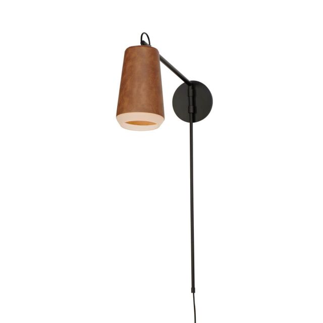 Maxim Lighting 10096WWDTN Scout 1 Light 32 inch Tall Swing Arm LED Wall Sconce in Weathered Wood-Tan Leather