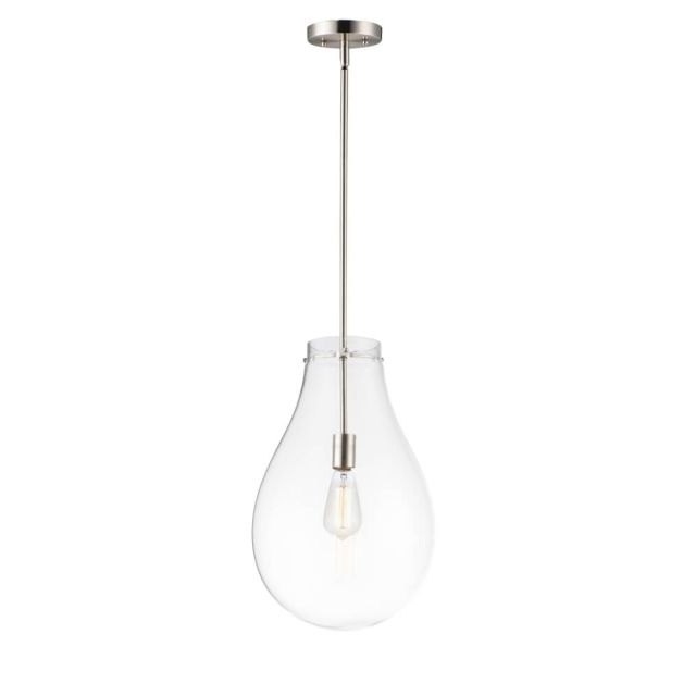 Maxim Lighting 10162CLSN Gourd 1 Light 12 Inch Pendant in Satin Nickel with Clear Glass